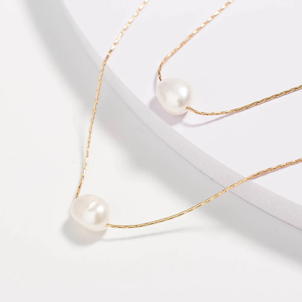 ✨ Choker Dupla em Aço Inoxidável 316L com Pérolas Naturais – Sofisticação e Modernidade