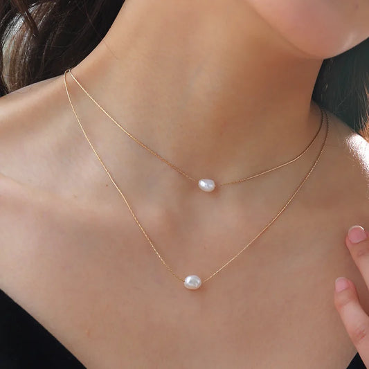 ✨ Choker Dupla em Aço Inoxidável 316L com Pérolas Naturais – Sofisticação e Modernidade