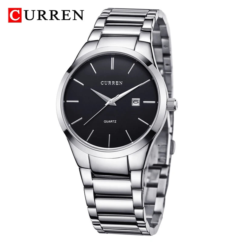 CURREN 8106 – Relógio Masculino Slim, Pulseira de Aço Inoxidável, Resistente à Água