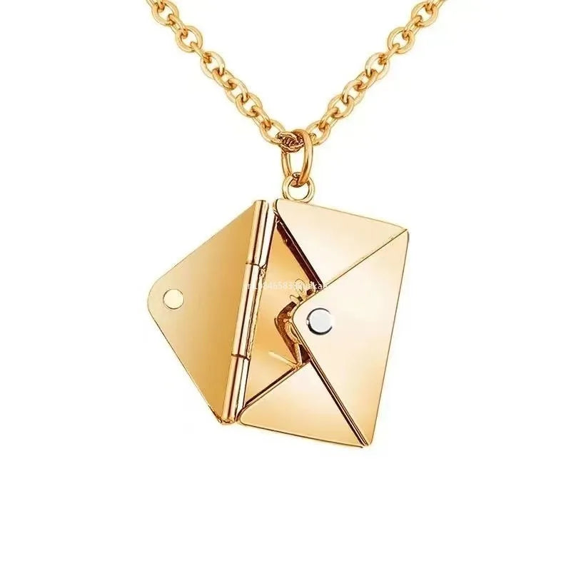 💌 Colar Envelope em Aço Inoxidável – Mensagem de Amor Sempre Contigo