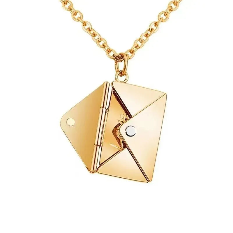 💌 Colar Envelope em Aço Inoxidável – Mensagem de Amor Sempre Contigo