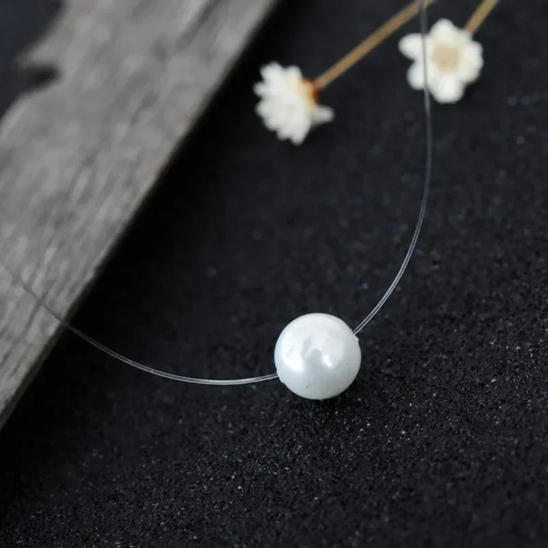 đź’Ž Choker InvisĂvel com PĂ©rola – Delicadeza e Sofisticação Minimalista