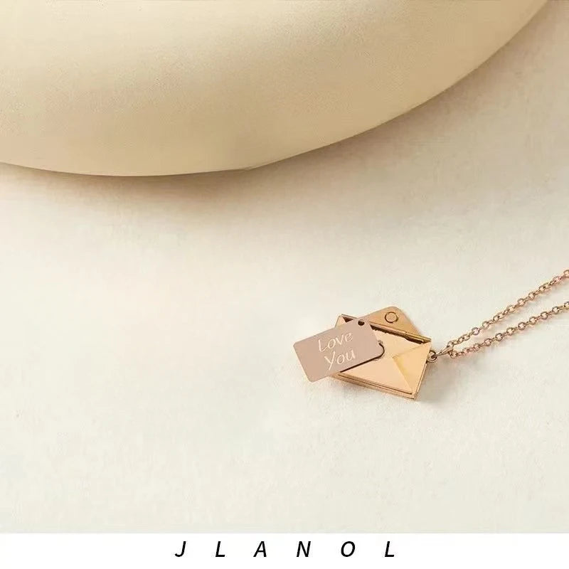 💌 Colar Envelope em Aço Inoxidável – Mensagem de Amor Sempre Contigo