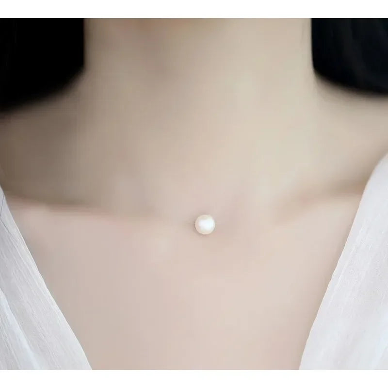 đź’Ž Choker InvisĂvel com PĂ©rola – Delicadeza e Sofisticação Minimalista