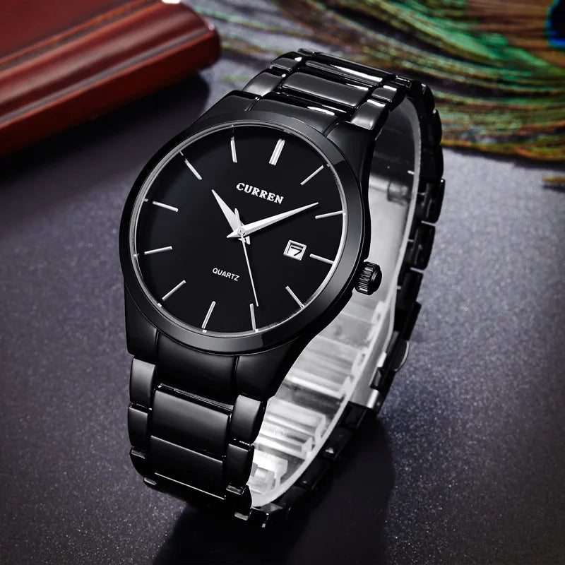 CURREN 8106 – Relógio Masculino Slim, Pulseira de Aço Inoxidável, Resistente à Água