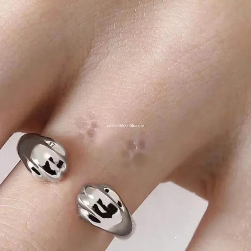 🐾 Anel Ajustável Patinha de Gato – Charme e Delicadeza em Prata