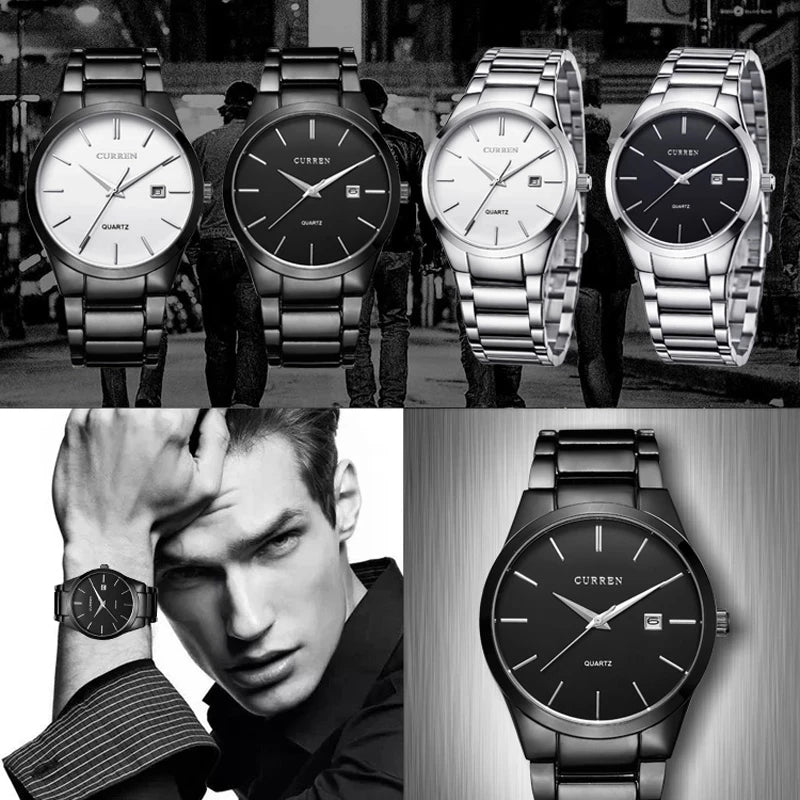 CURREN 8106 – Relógio Masculino Slim, Pulseira de Aço Inoxidável, Resistente à Água