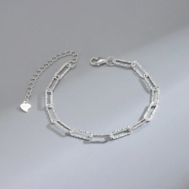 💖 Pulseira de Prata 925 com Coração Vazado e Zircônia – Estilo Coreano Retrô 💖