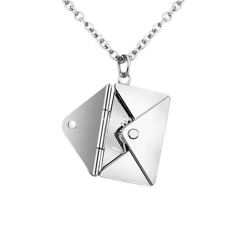 💌 Colar Envelope em Aço Inoxidável – Mensagem de Amor Sempre Contigo