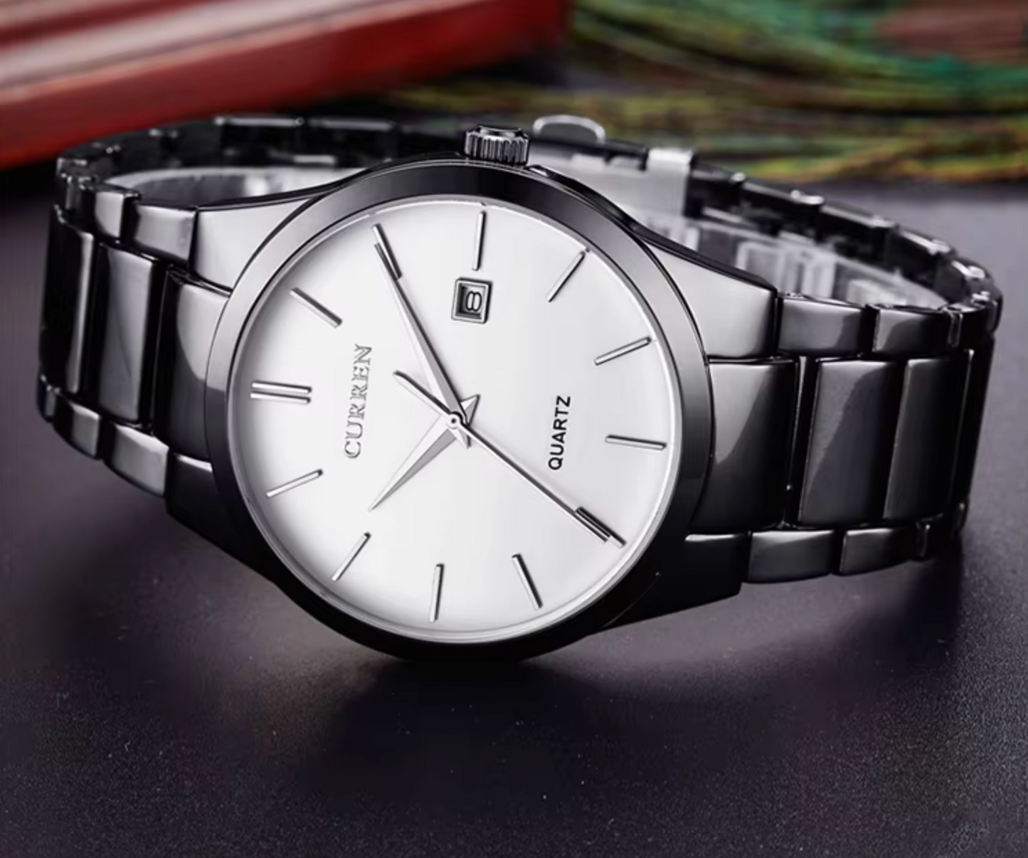CURREN 8106 – Relógio Masculino Slim, Pulseira de Aço Inoxidável, Resistente à Água