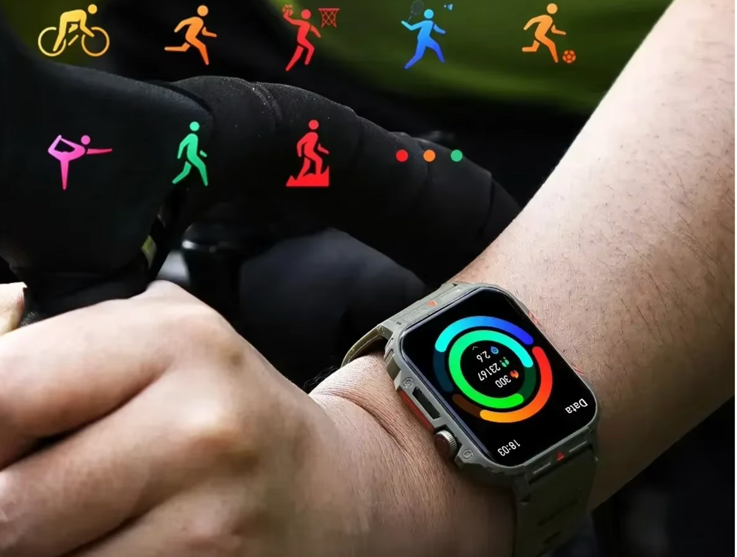 XIAOMI 1.95" Smartwatch Militar – Bluetooth Call, Resistente à Água, Monitoramento Completo