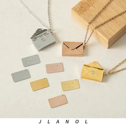 💌 Colar Envelope em Aço Inoxidável – Mensagem de Amor Sempre Contigo