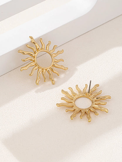 🌻 Brincos de Girassol em Liga de Zinco – Elegância Clássica