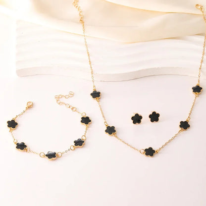 🌸 Conjunto de Jóias em Liga de Zinco com 3pcs – Design Floral Sofisticado