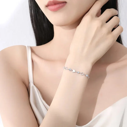 💖 Pulseira de Prata 925 com Coração Vazado e Zircônia – Estilo Coreano Retrô 💖