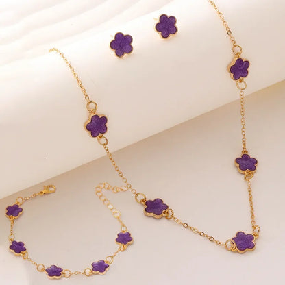 🌸 Conjunto de Jóias em Liga de Zinco com 3pcs – Design Floral Sofisticado