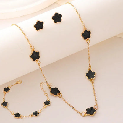 🌸 Conjunto de Jóias em Liga de Zinco com 3pcs – Design Floral Sofisticado