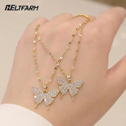 Colar Borboleta Dourado - Joia de Aço Inoxidável