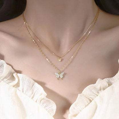 Colar Borboleta Dourado - Joia de Aço Inoxidável