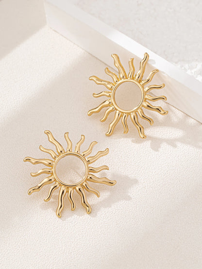🌻 Brincos de Girassol em Liga de Zinco – Elegância Clássica